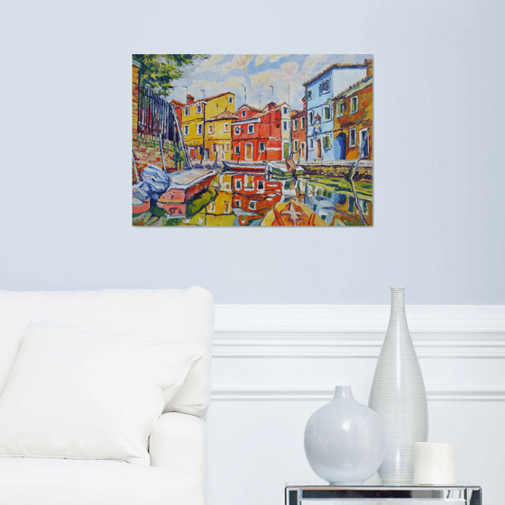 "Summer in Venice " original oil painting, ready to hang, water wall decor, gift idea