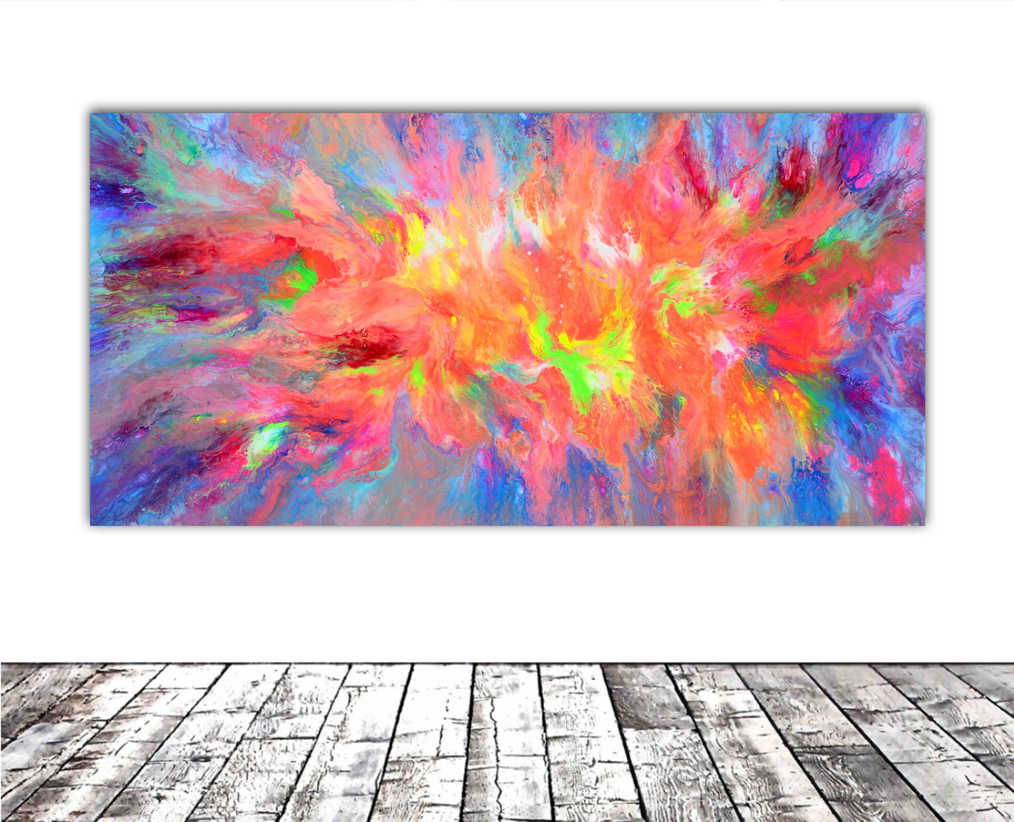 Organic Abstract Acrylic Painting By Soos Tiberiu, 55 X 28", Flowing Energy 3, Original Artwork