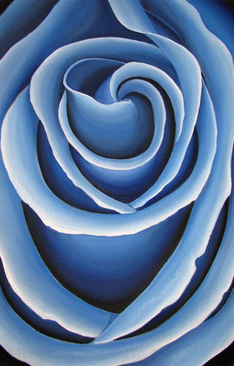 Botanical Oil Painting By Grigor Velev, 21 X 31, Blue, Original Artwork