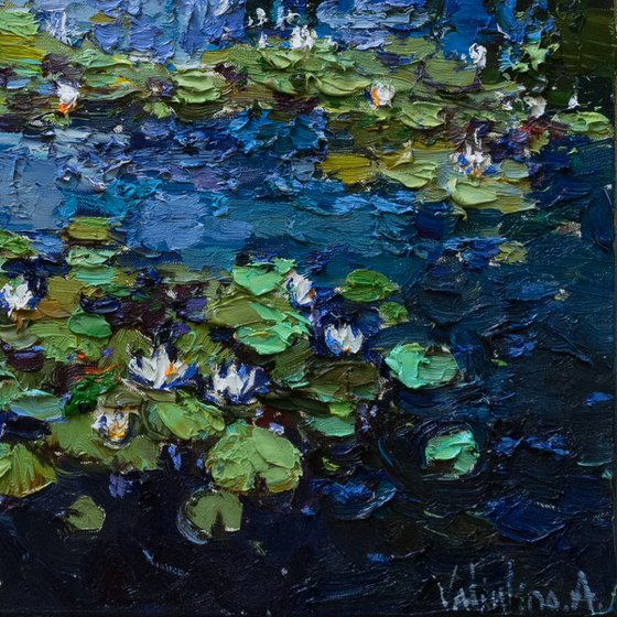 White water Lilies - Original Oil painting