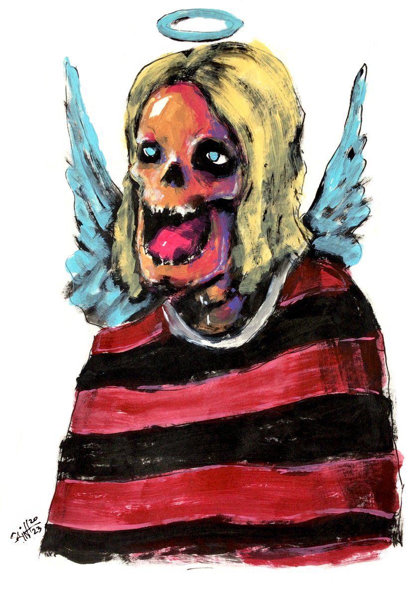 #129 Kurt Cobain Zombie portrait painting original art, Horror Naive Outsider Folk Art Bru... by Ruslan Aksenov