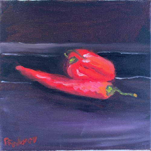 Still life with red peppers by Dmitry Fedorov
