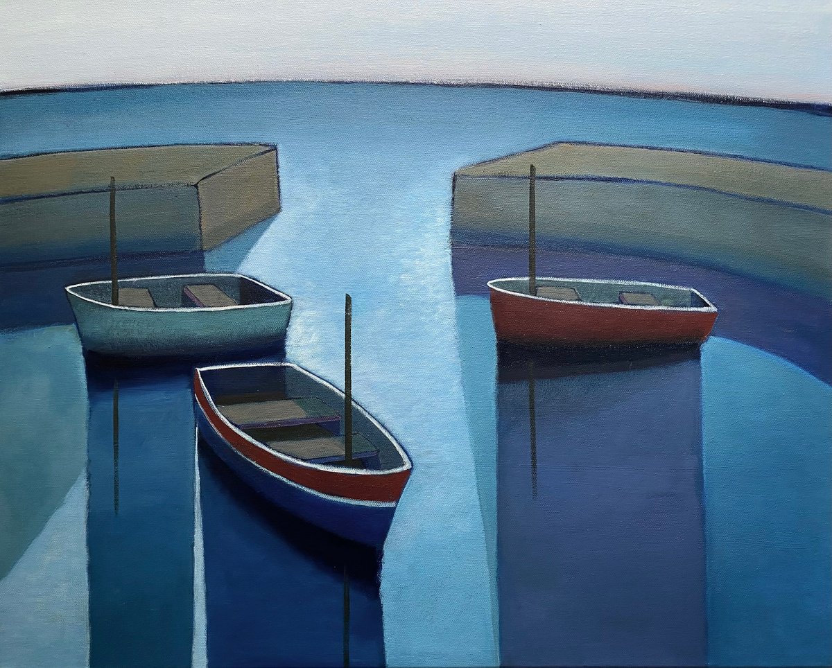 Impressionistic Landscape Oil Painting By Nigel Sharman, 32 X 26", The Mousehole, Original Artwork