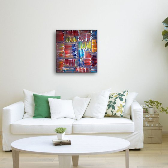 "Crash Into Me" - New Colorful Abstract Oil Painting On Canvas