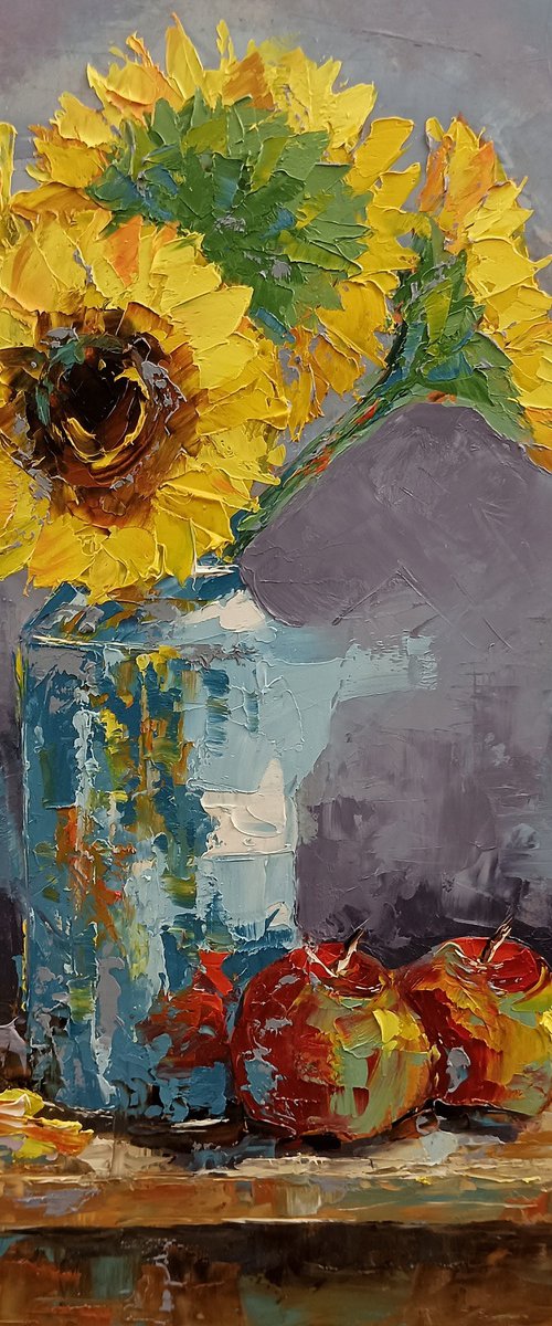 Still life, sunflowers oil painting. by Marinko Šaric