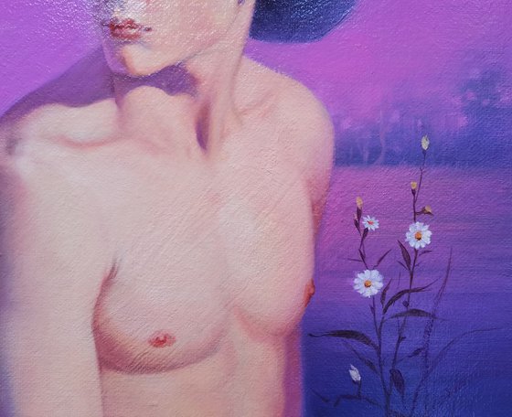 Cowboy in Purple sunset