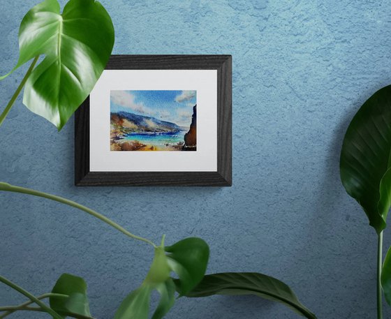 Perfect vacation | Original watercolor painting (2022) Hand-painted Art Small Artist | Mediterranean Europe Impressionistic