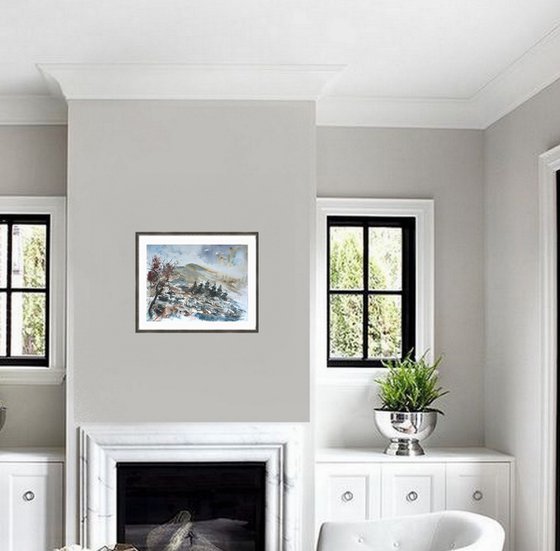 Winter in the mountains   watercolour