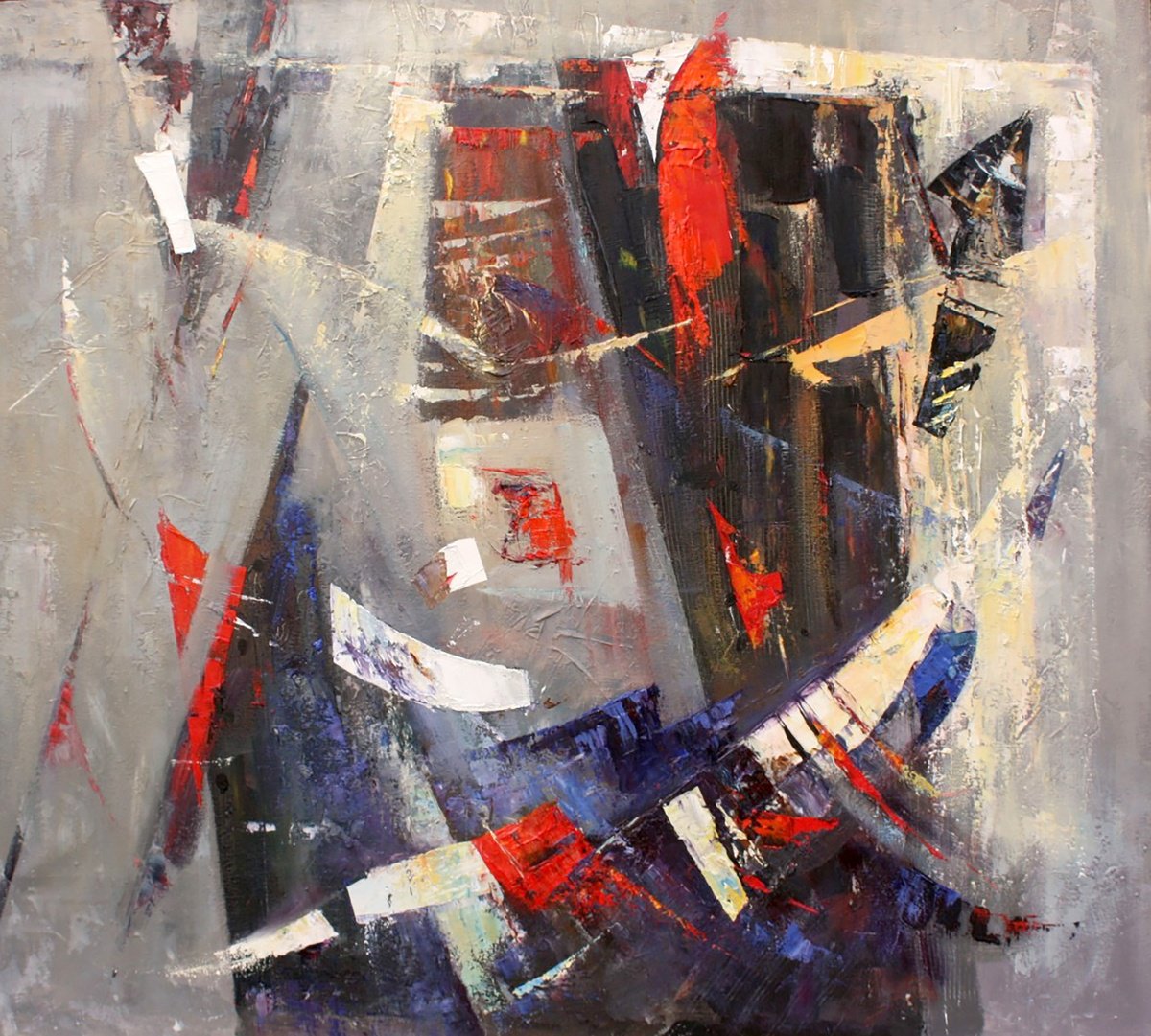 Impressionistic Abstract Oil Painting By Valentina Kozyar, 39 X 35", Evening, Original Artwork