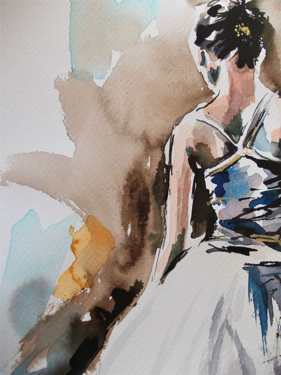 Admiration III - Ballerina Watercolor Painting