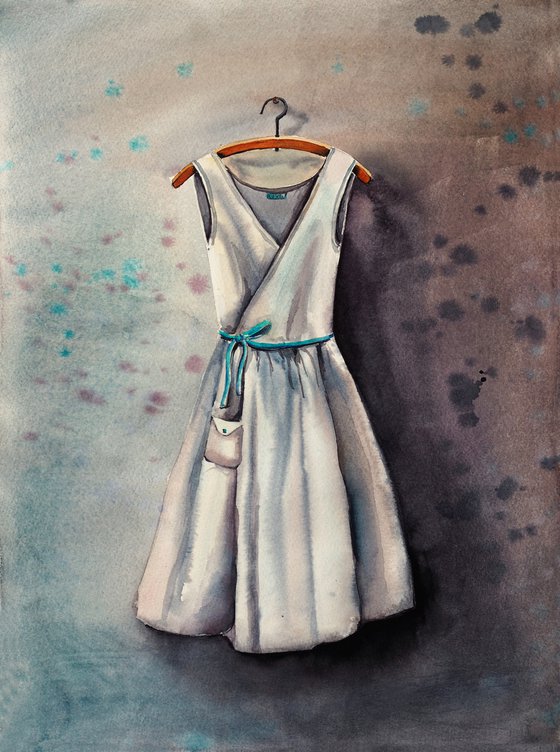 Little gray dress - original watercolor