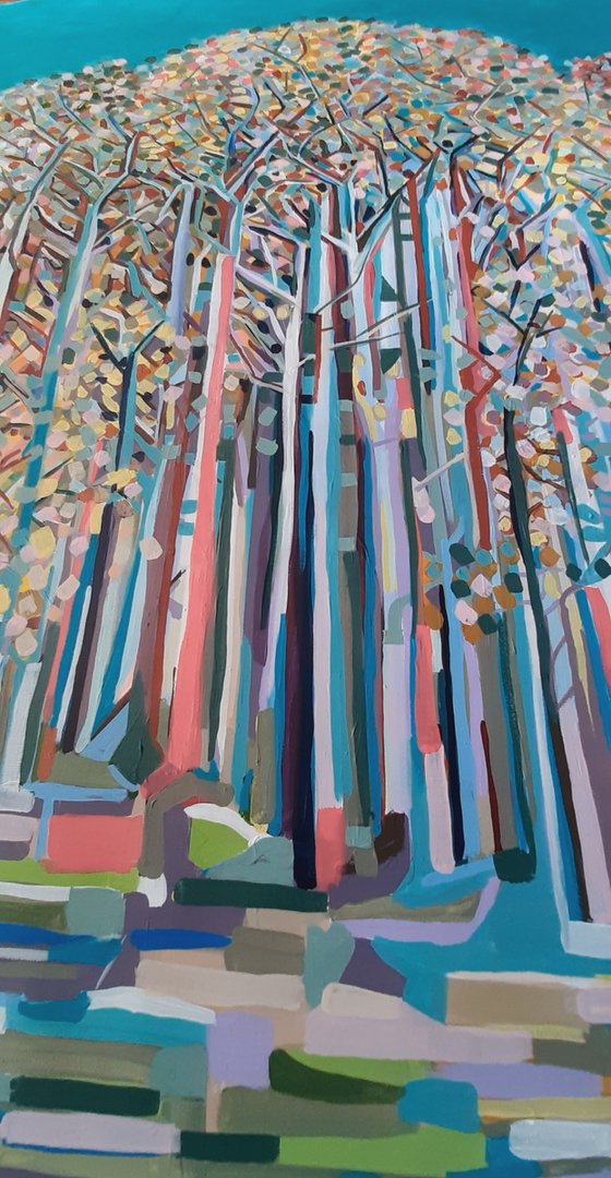 Autumn forest / 90 x 90 x 0,1 cm