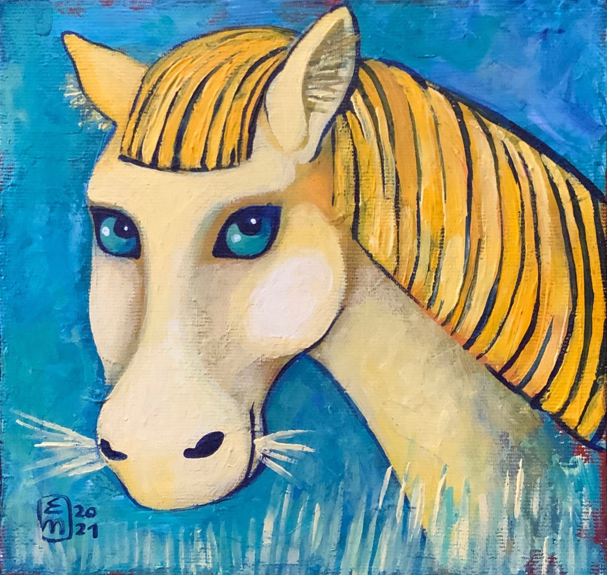 Yellow horse by Elena Tomilova