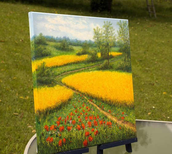 Wheat field and poppy meadow