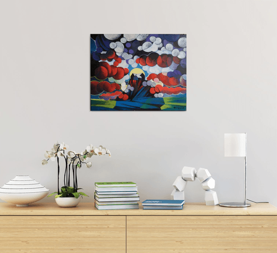 Unique day-1 (40x50cm, cubism, oil painting, ready to hang)