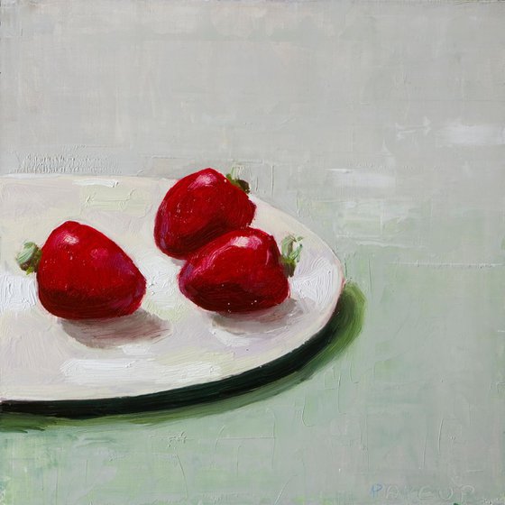 modern still life of strawberries