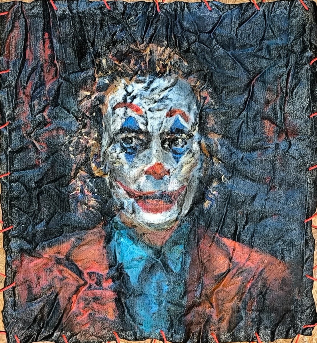 Expressive Portrait Oil Painting By Svetlana Grishkovec-Kiisky, 28 X 28", Joker, Original Artwork