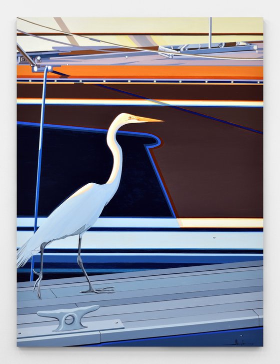 White Egret On A Dock