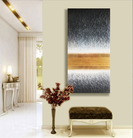 SALE! Stripes in Gold - Relief on Canvas