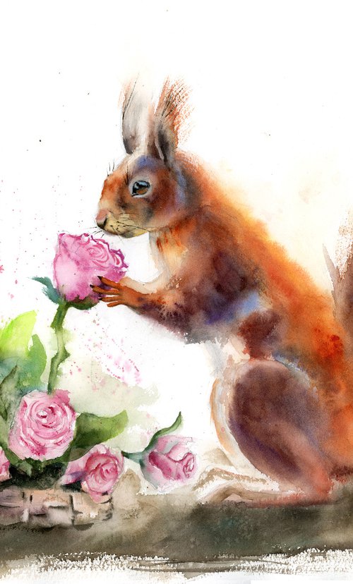 Squirrel and Flower by Olga Tchefranov (Shefranov)