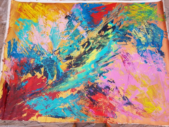 Singing all day long -XXL colorful abstract