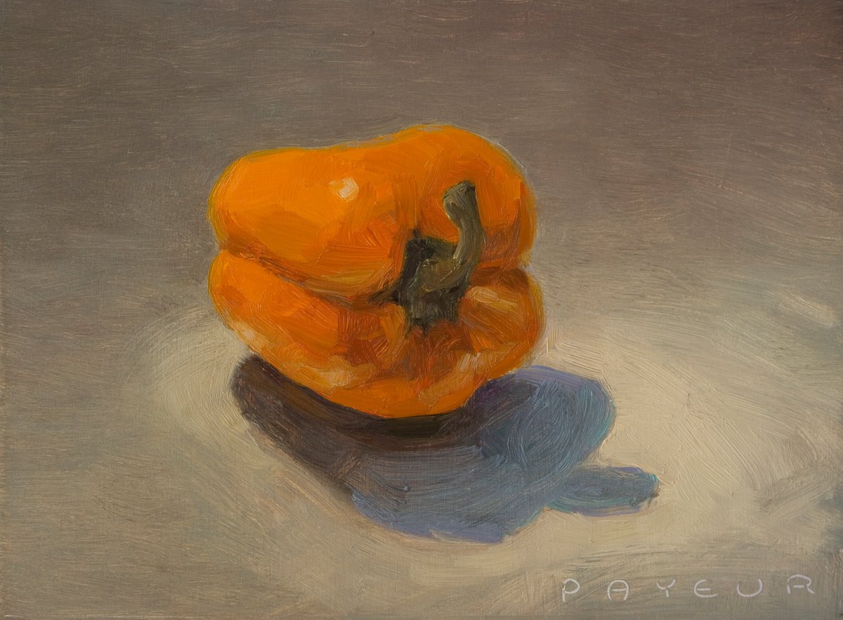 orange pepper on a light background by Olivier Payeur