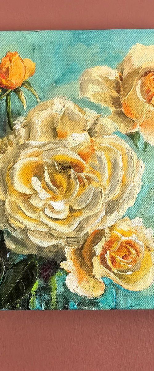 Yellow roses still life by Leyla Demir