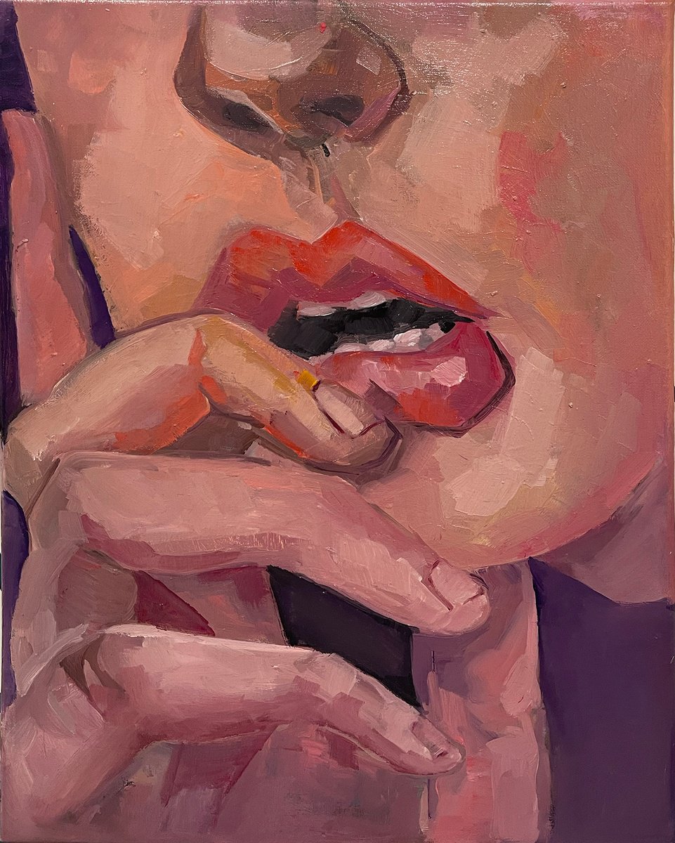 Impressionistic Portrait Oil Painting By Ulli Schmitt, 12 X 16", Lets Talk, Original Artwork