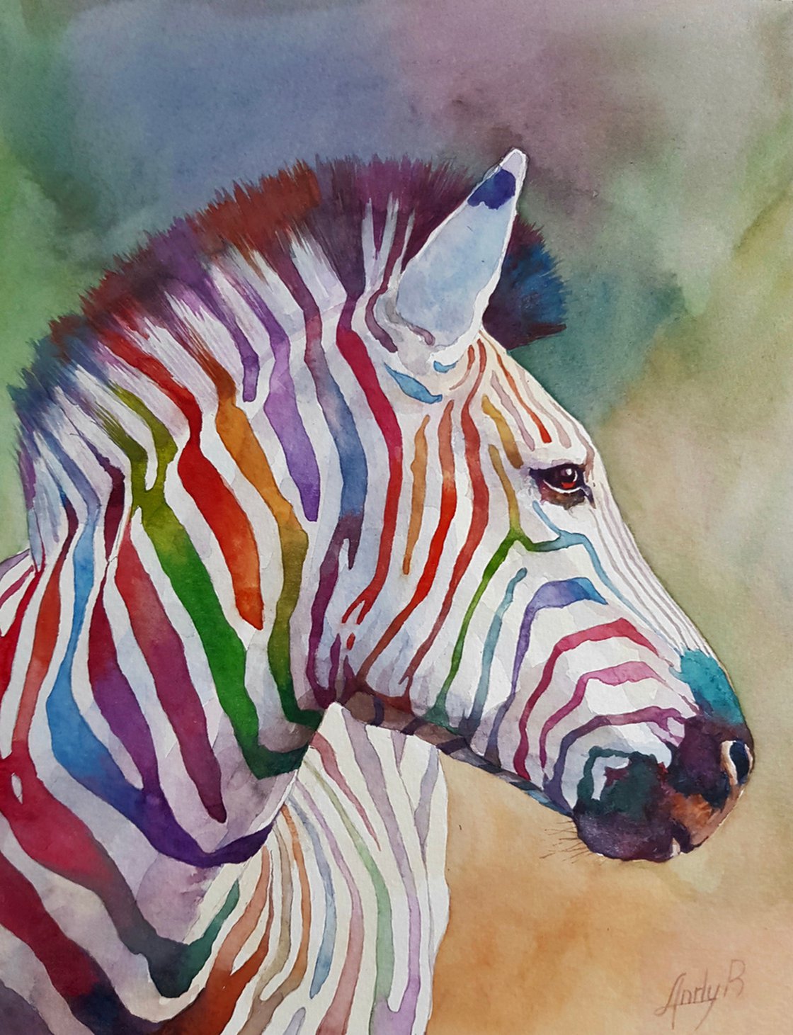 Rainbow zebra Painting by Andrii Roshkaniuk