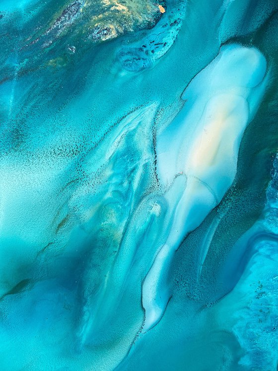 Ocean Blue Gold Fluid Painting