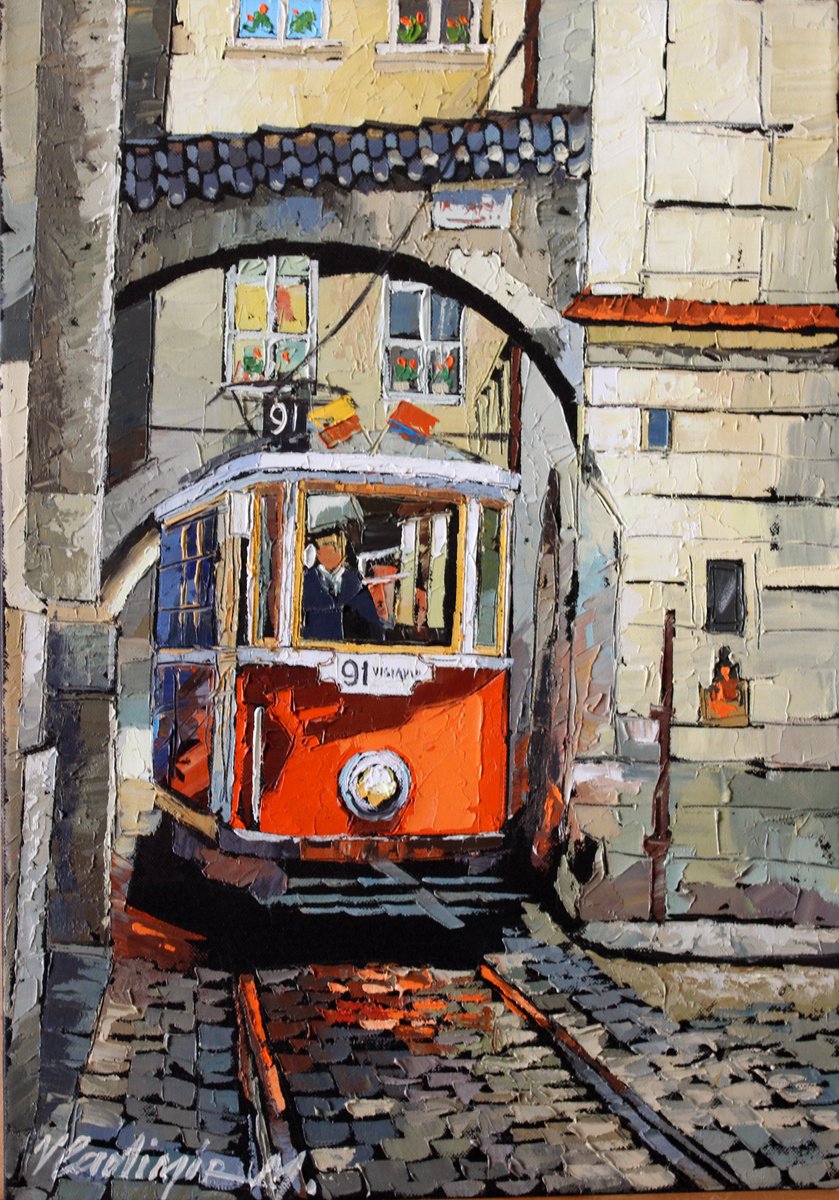 Old tram in the Old Town. by Volodymyr Melnychuk