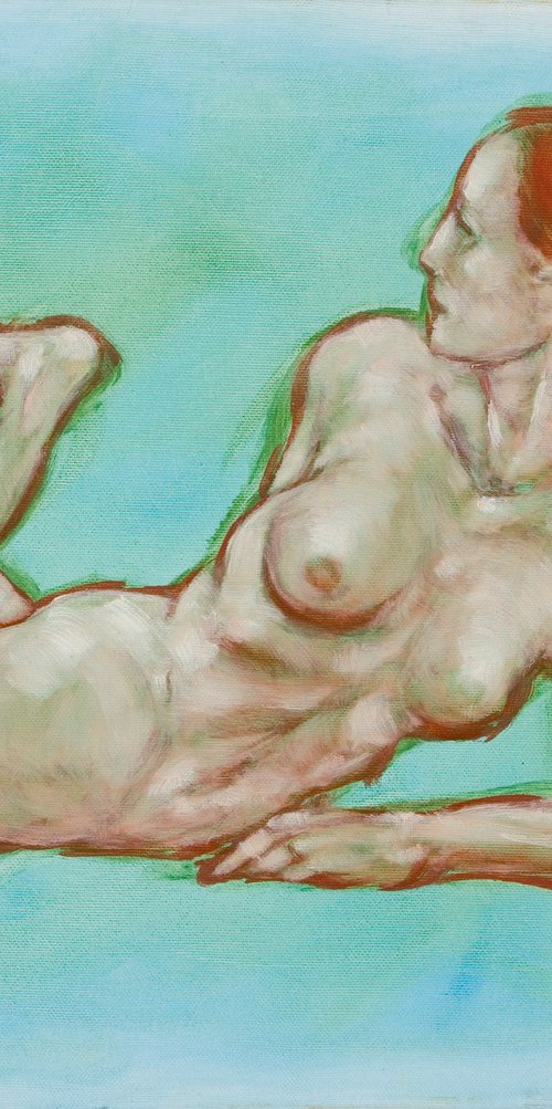 nude woman study in blue by Olivier Payeur