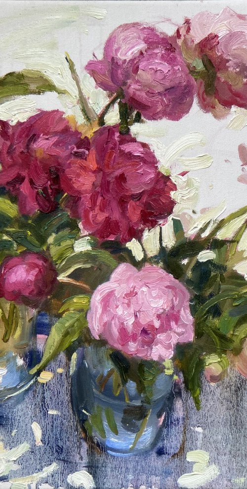 Red and Pink Peonies by Nataliia Nosyk