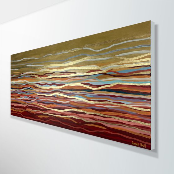 Golden Flow - 152 x 61 cm - metallic gold paint and acrylic on canvas