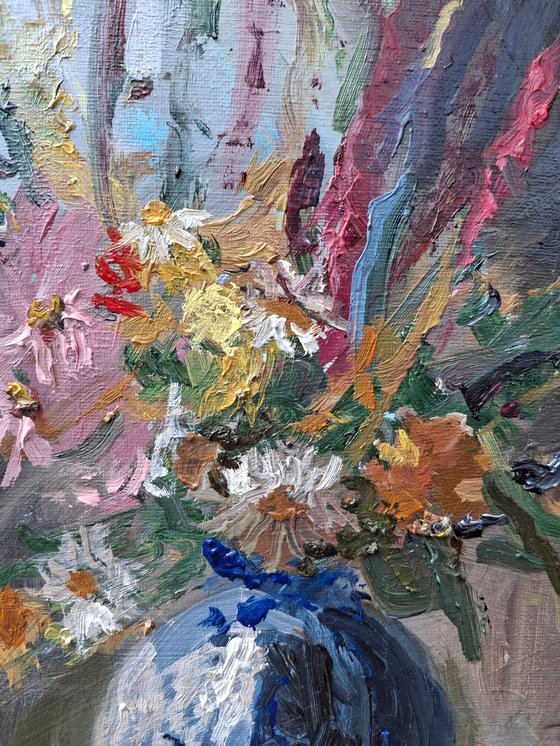 Flowers, fruits and vase