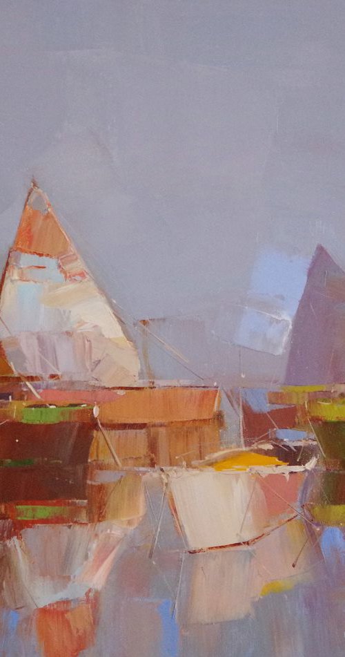 Sail Boats, Seascape Original oil painting, Handmade artwork, One of a kind by Vahe Yeremyan