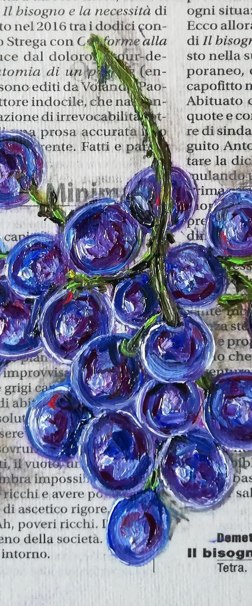 "Grapes on Newspaper" by Katia Ricci