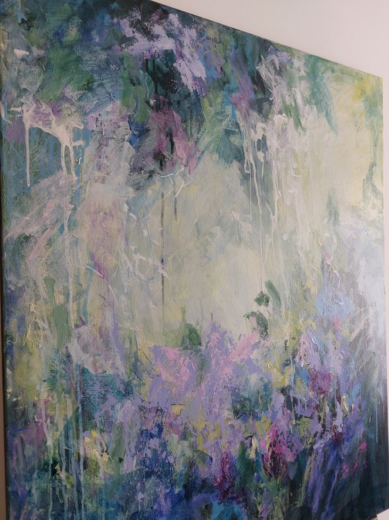 Lilac Waterfall. Abstract Floral Landscape