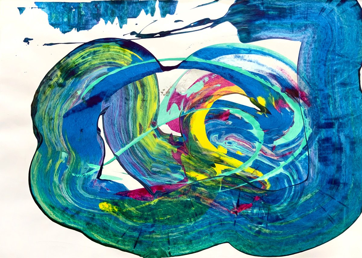 Organic Abstract Acrylic Painting By Anatoliy Menkiv, 33 X 24, #81 Metaphysics Series, Original Artwork