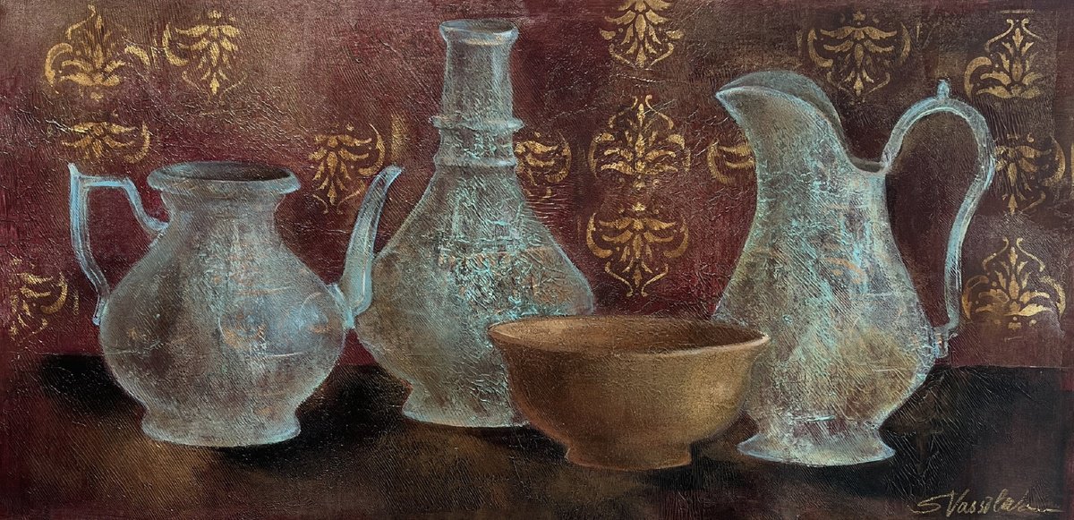  Copper Pots And Terracotta Bowl By Silvia Vassileva, 36 X 18, Artwork For Sale On Artfinder