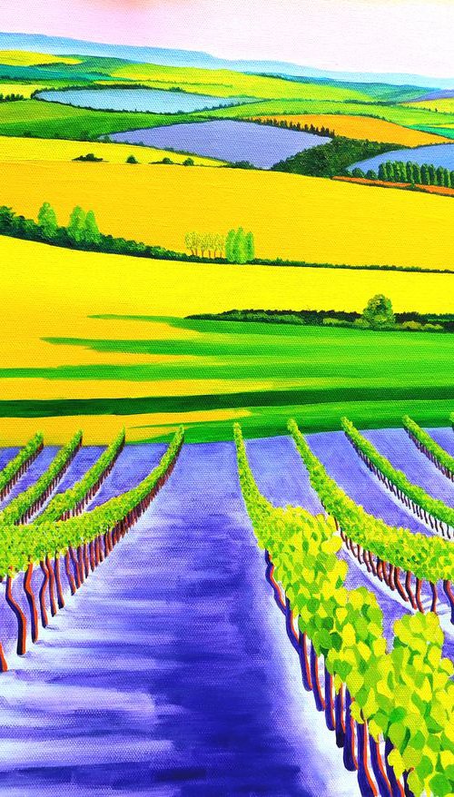 A Vineyard and the Plain Beyond, South West France by Ruth Cowell