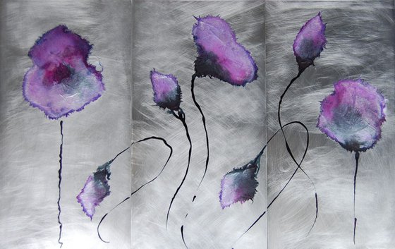 Purple Blooms Triptych
