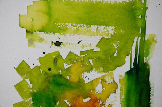 Abstract watercolor painting, green abstract wall art, modern home decor