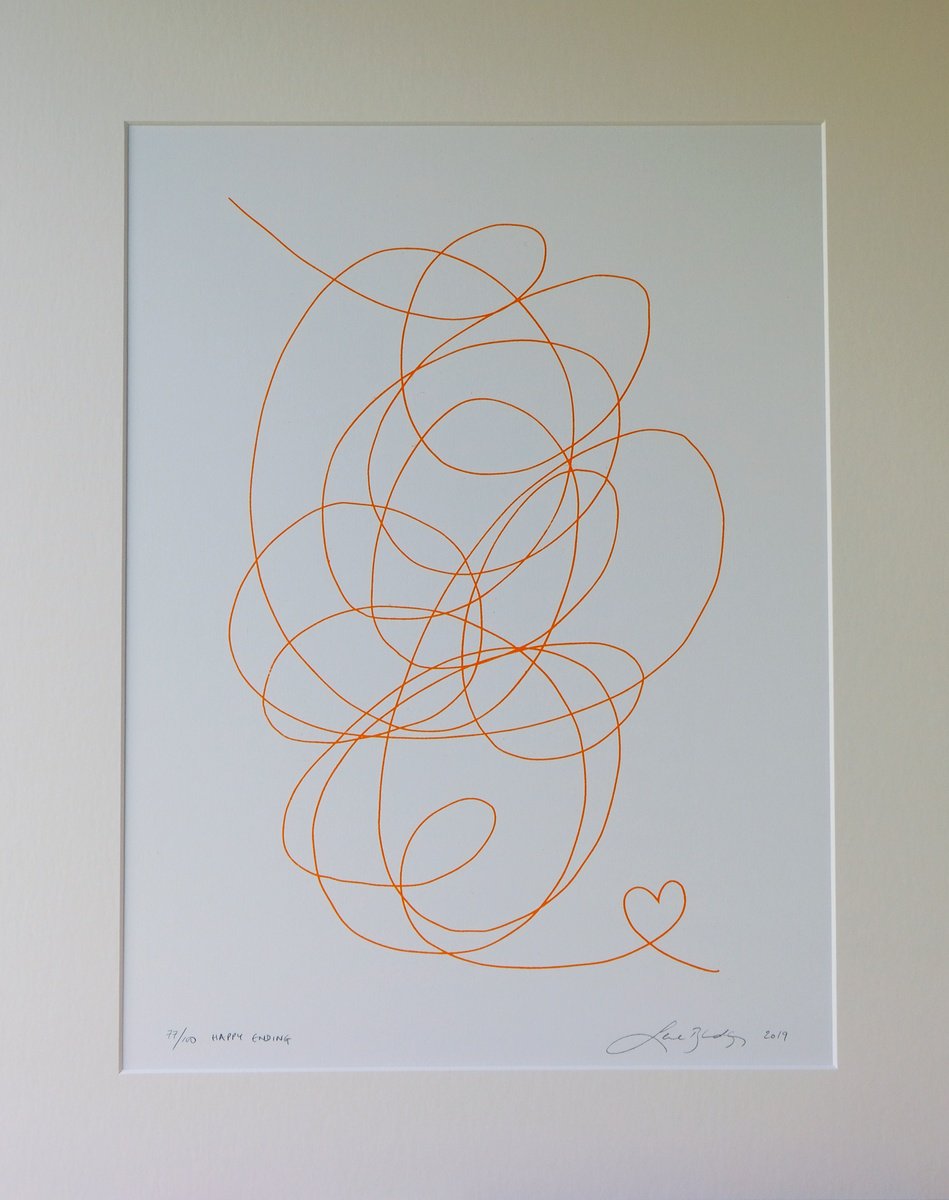 Abstract Screenprint By Lene Bladbjerg, 16 X 20", Happy Ending, Original Artwork