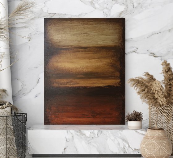 "Rust 2" Black brown minimalist abstract art