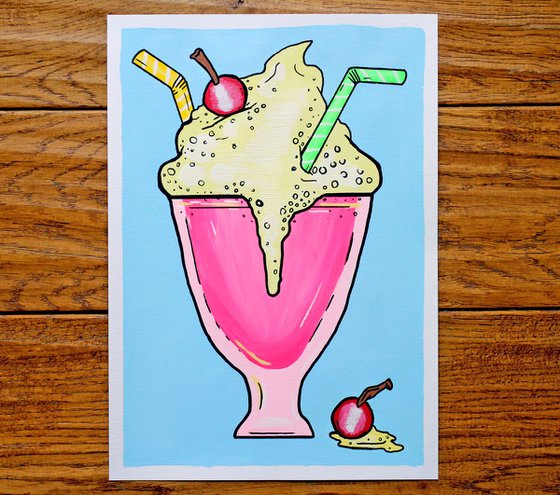 Milkshake Pop Art Painting On A4 Paper