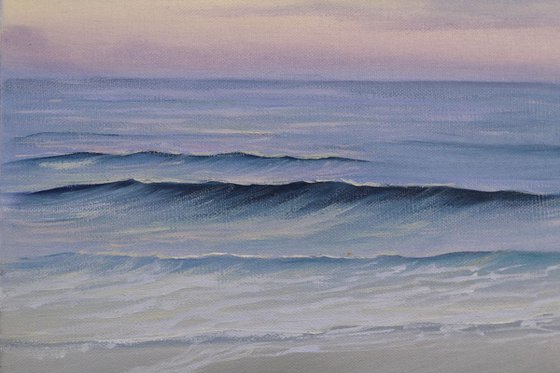 Sunrise at Ocracoke, plein air seascape oil painting on canvas by Eva Volf