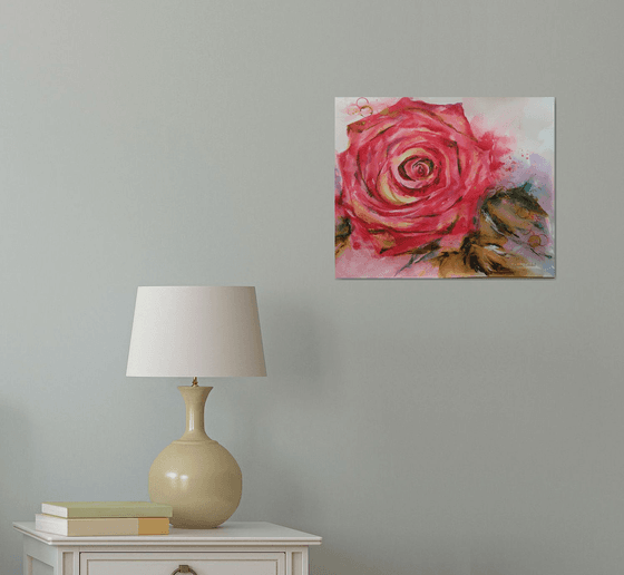 Rose Painting, floral art, Watercolour Painting of Rose, Rose Watercolor, Rose Wall Art