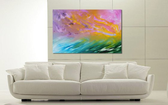 Le vie en rose - 90x60 cm,  LARGE XL, Original abstract painting, oil on canvas