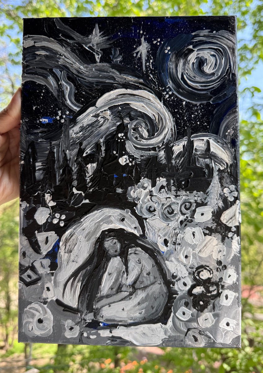 Expressive Painting , The Quietude (Primal Bond) By Dina Telesheva, 8 X 12, Artwork For Sale On Artfinder